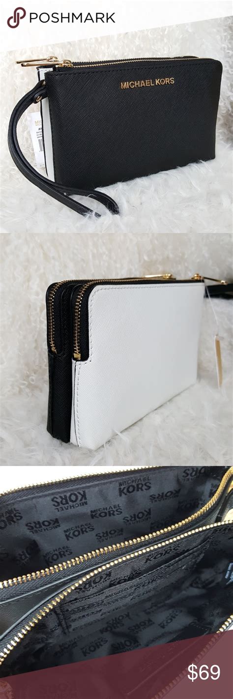 michael kors dblp wristlet black optic white|Michael kors wristlet + FREE SHIPPING .